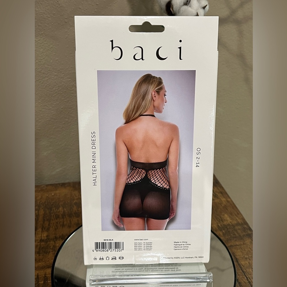 Baci Black Halter Mini Dress lingerie, new! - Picture 3 of 5